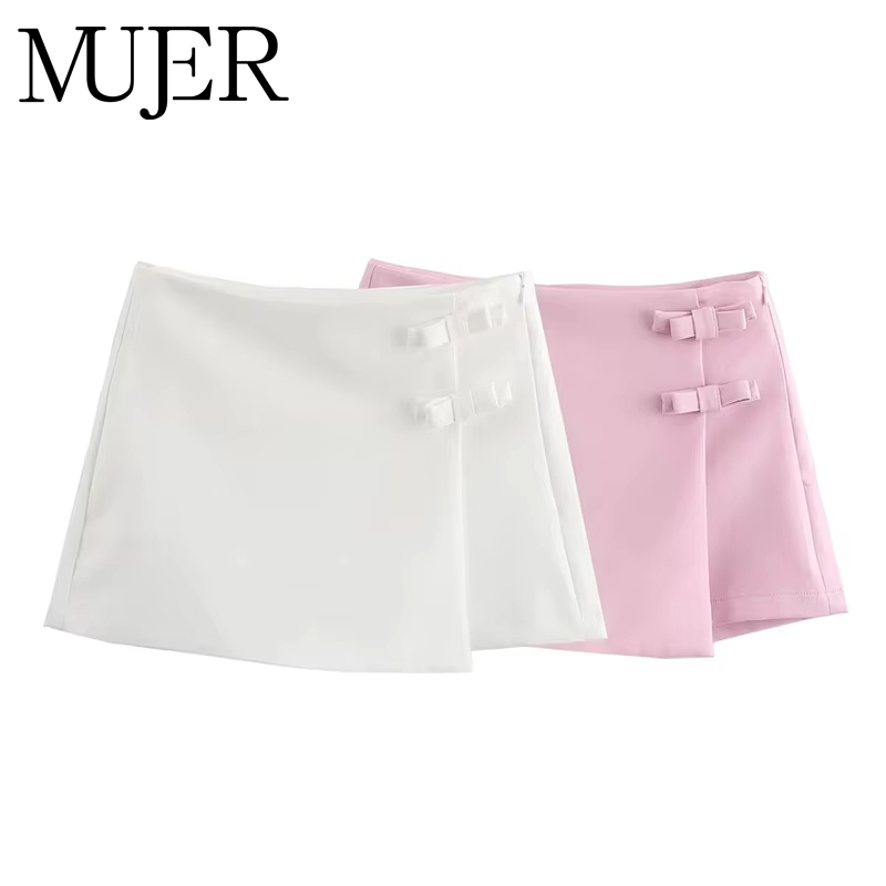 Summer Zara - Minifalda rosa y blanca para mujer,